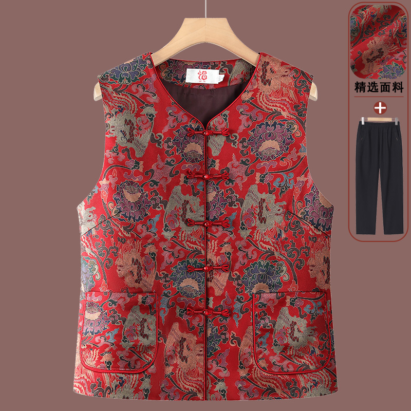 中老年人春秋马甲女奶奶坎肩妈妈春装马夹太太国风外穿背心上衣服