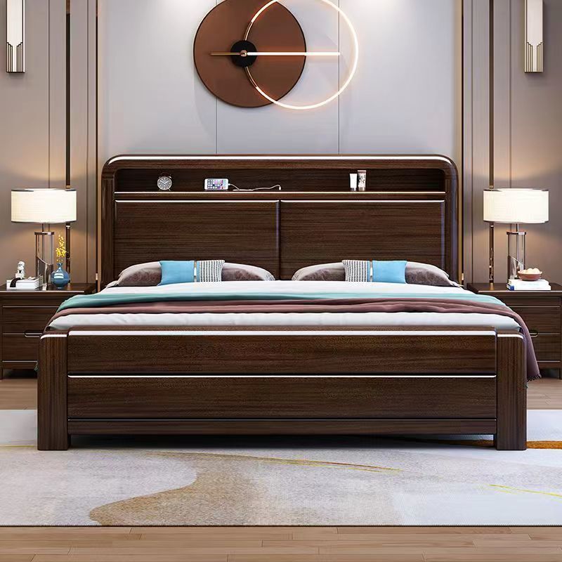 超厚紫金檀木实木床双人1.8x2米储物床1.5米家用现代简约主卧大床