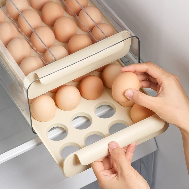 鸡蛋收纳盒食品级冰箱专用抽屉式鸡蛋托架保鲜盒厨房家用整理神器