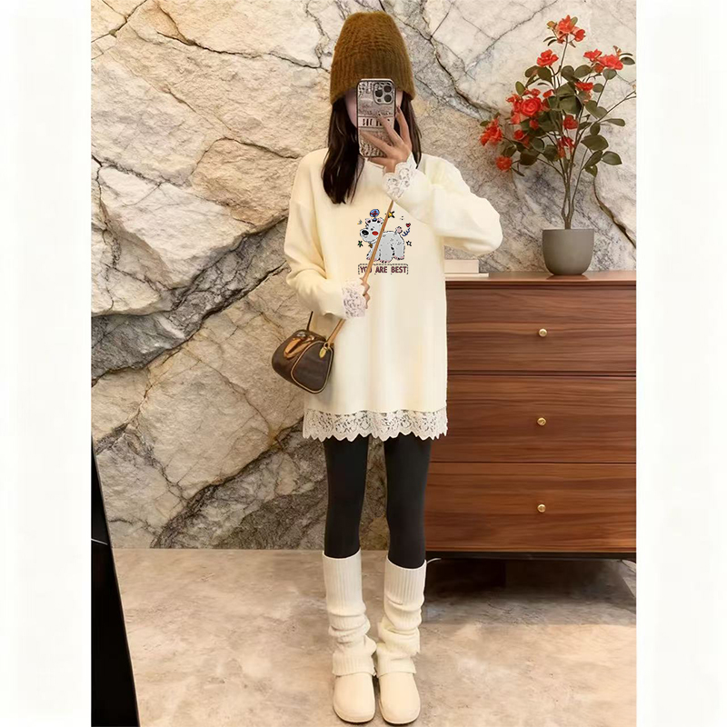 秋冬新款长袖卫衣女加绒加厚中长款韩版宽松大码显瘦胖MM减龄上衣