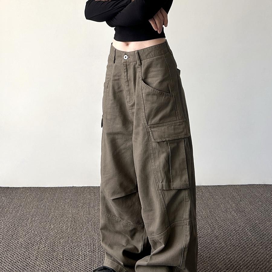 美式复古水洗多口袋工装裤男高街潮牌cleanfit宽松百搭休闲阔腿裤