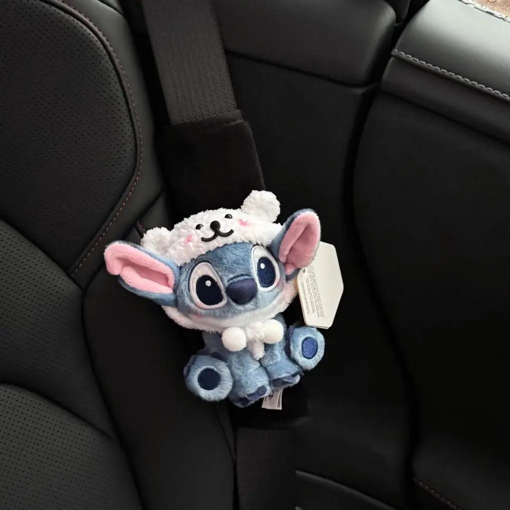 正版史迪奇星际宝贝汽车安全带护肩套可爱史迪仔毛绒公仔装饰礼物