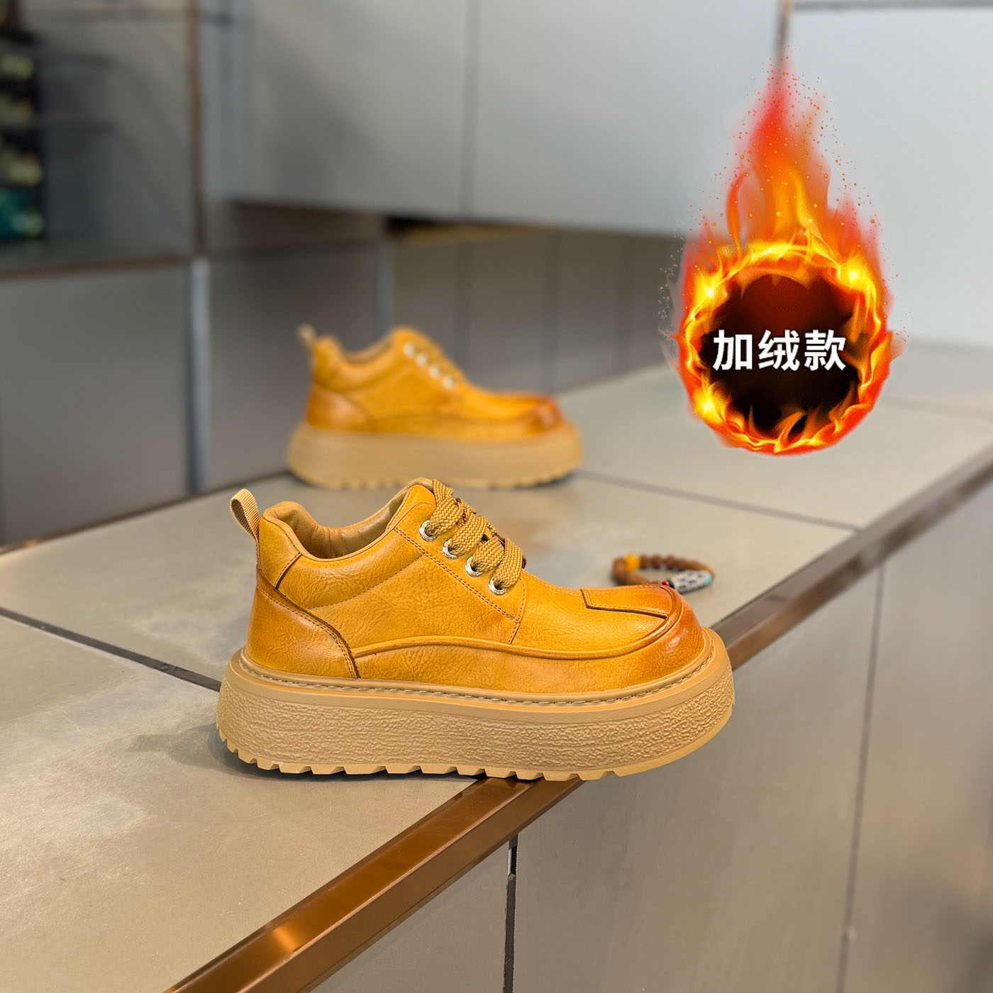 秋冬季新款棉鞋加绒保暖男鞋高级感痞帅炸街潮鞋马丁英伦鞋子休闲