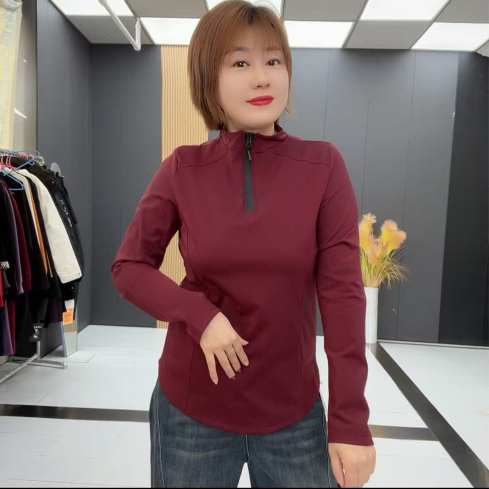 秋冬新款半高领半拉链长袖打底衫保暖显瘦内搭外穿百搭上衣-8072
