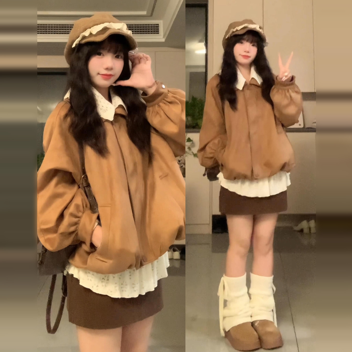 美拉德花苞夹克外套女秋冬2025新款秋冬韩系巨好看小个子短款上衣