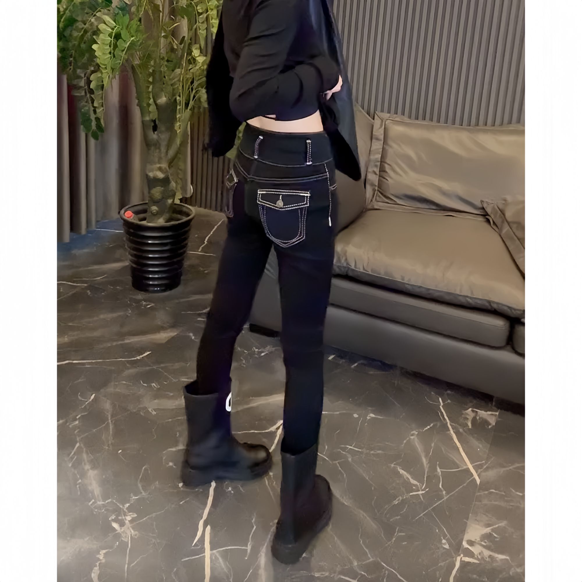 2025年早季新款爆款高腰牛仔小脚裤黑色显瘦小个子九分铅笔牛仔裤