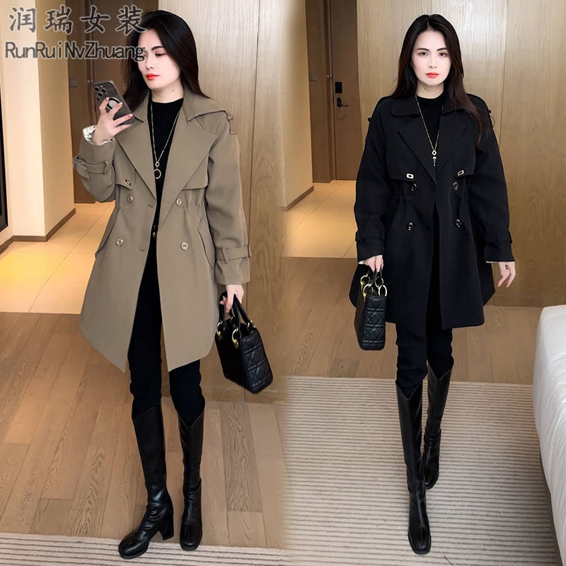 秋装小个子宽松型极简风气质风衣女2025秋季新款百搭中长款外套潮