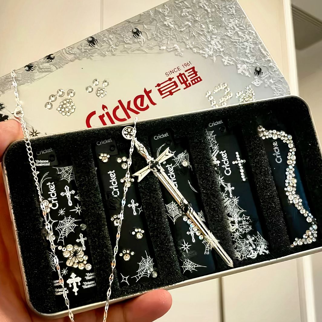 草蜢打火机diy贴纸复古欧美土星蜘蛛网十字架防水浮雕贴纸diy装饰