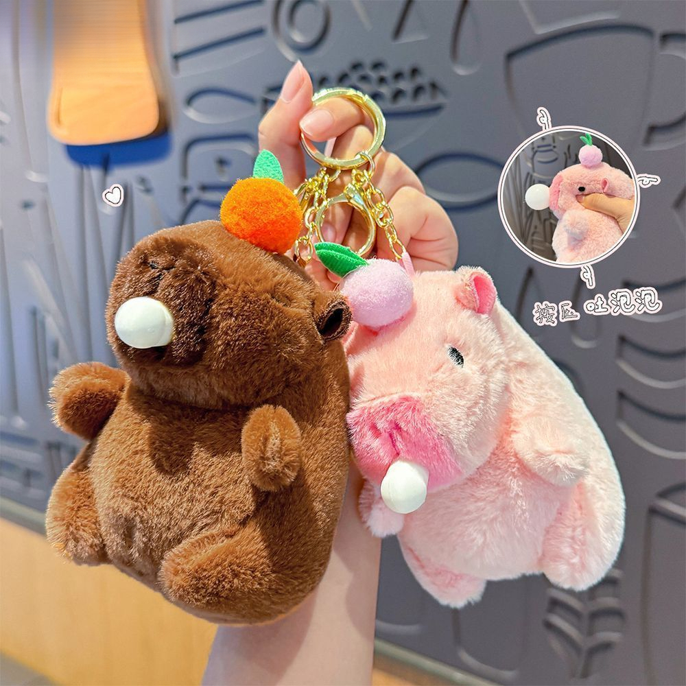 吐泡泡卡皮巴拉挂件公仔包包卡通毛绒挂饰可爱学生情侣汽车钥匙扣