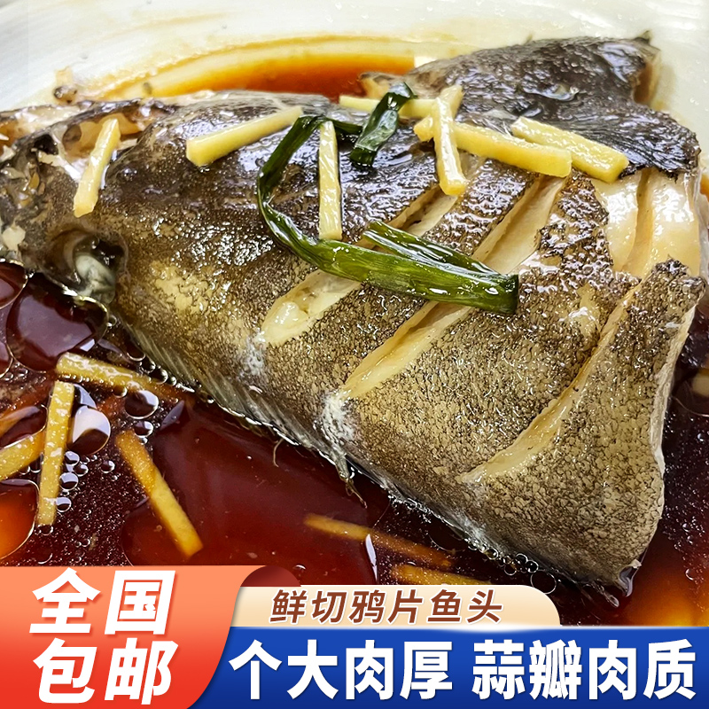 鸦片鱼头特大深海碟鱼头格陵兰比目鱼头新鲜冷冻鲽鱼头海鱼蝶鱼头