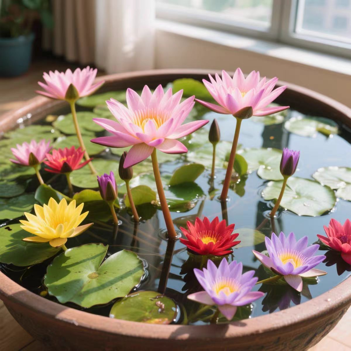 睡莲水培植物荷花带花苞池塘莲花根块水养花卉盆栽碗莲花根茎带芽