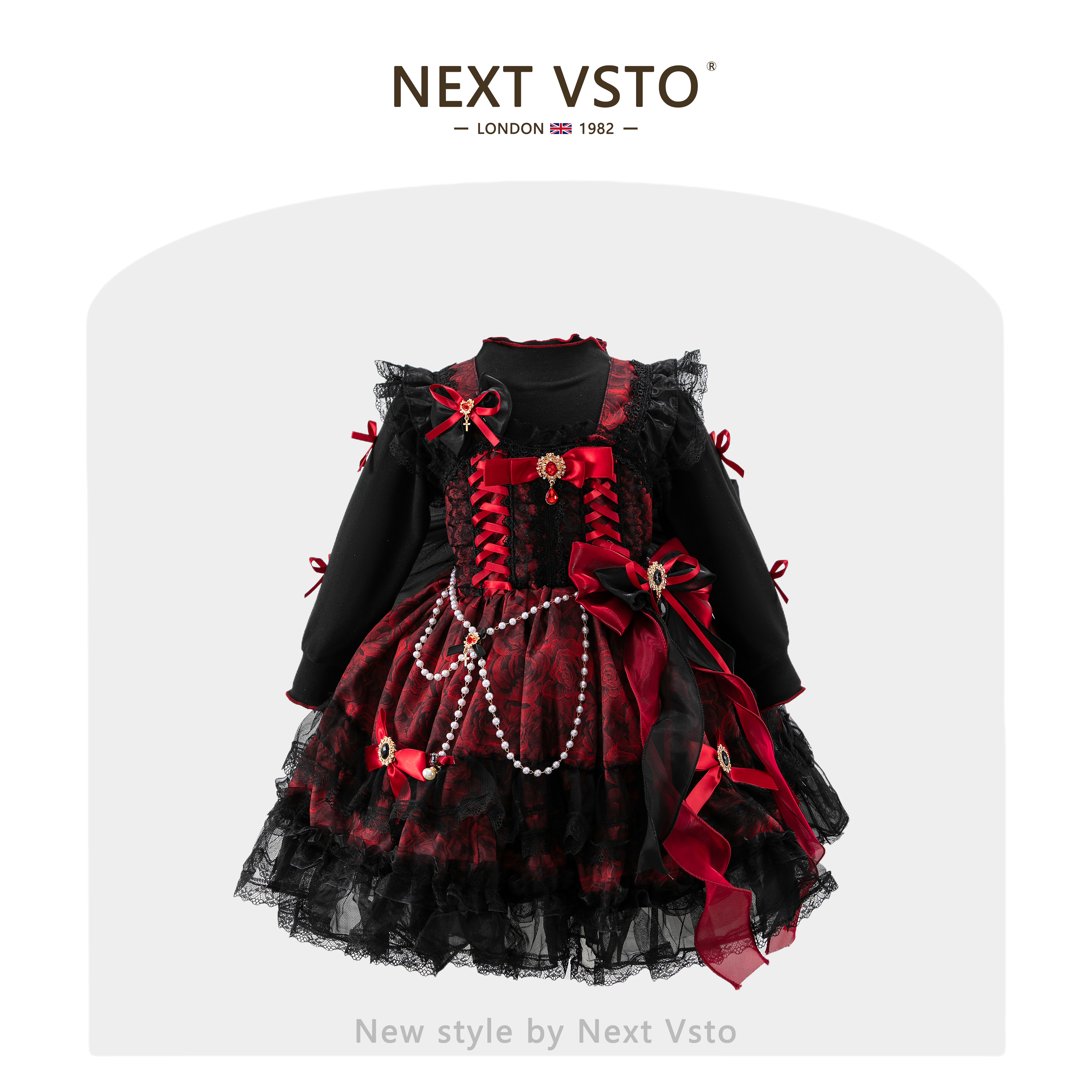 英国NEXT VSTO女童吸血鬼连衣裙万圣节女宝宝小恶魔洛丽塔公主裙