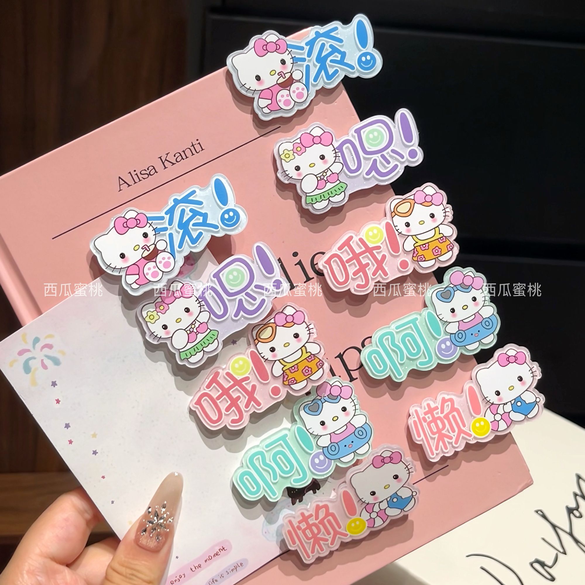 搞怪糖果色文字猫咪发夹日系甜美百搭少女风侧边鸭嘴夹发卡发饰