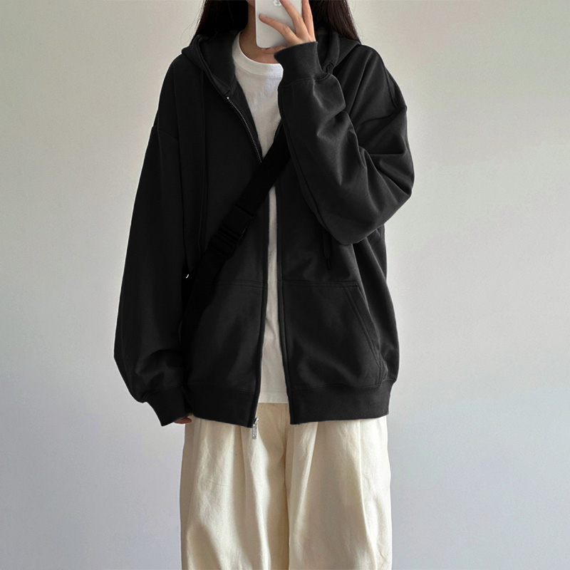 春秋季开衫卫衣女2025新款美式复古设计感拉链ins潮大码宽松外套