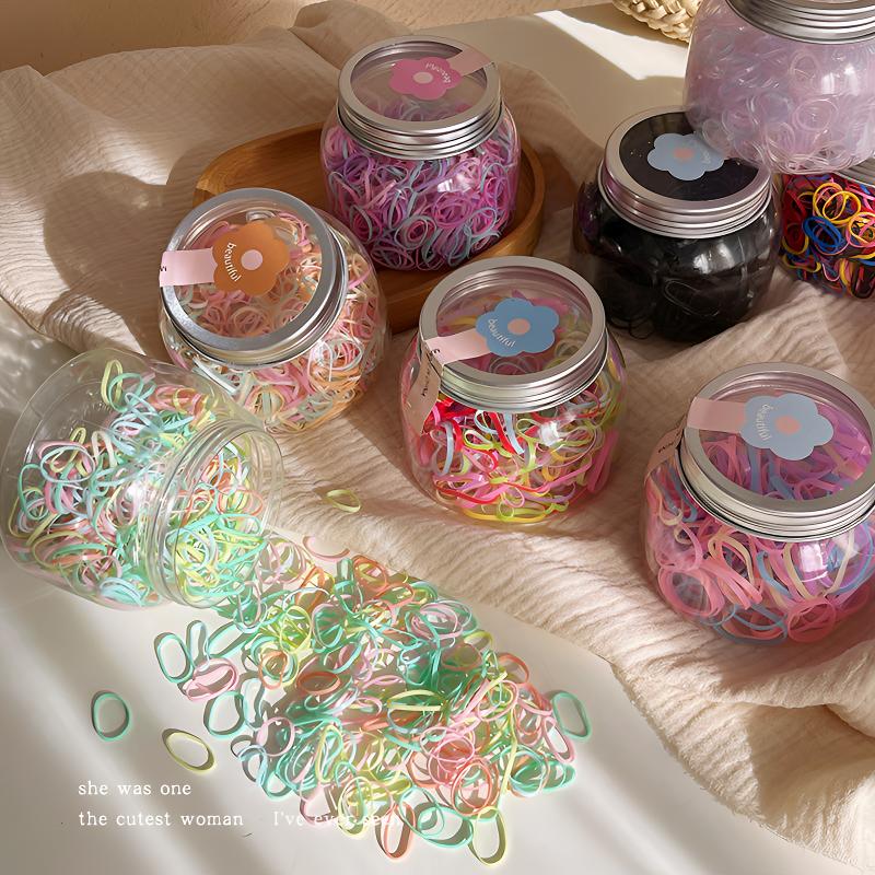 彩色罐装一次性皮筋女高弹力耐用皮套儿童发圈扎头头绳不伤发发绳