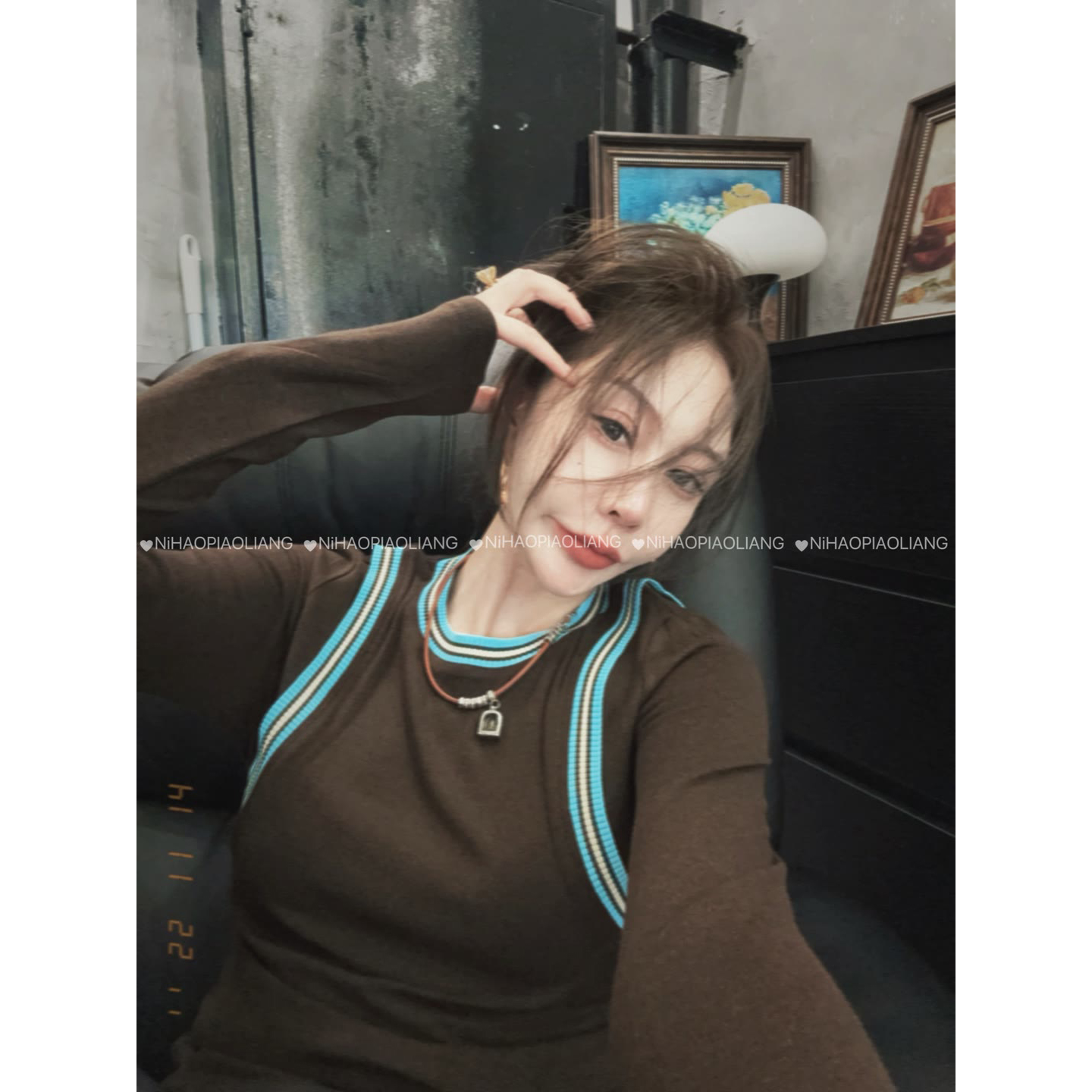 欧洲站2025秋季新款设计感撞色叠穿假两件T恤女洋气百搭潮流上衣