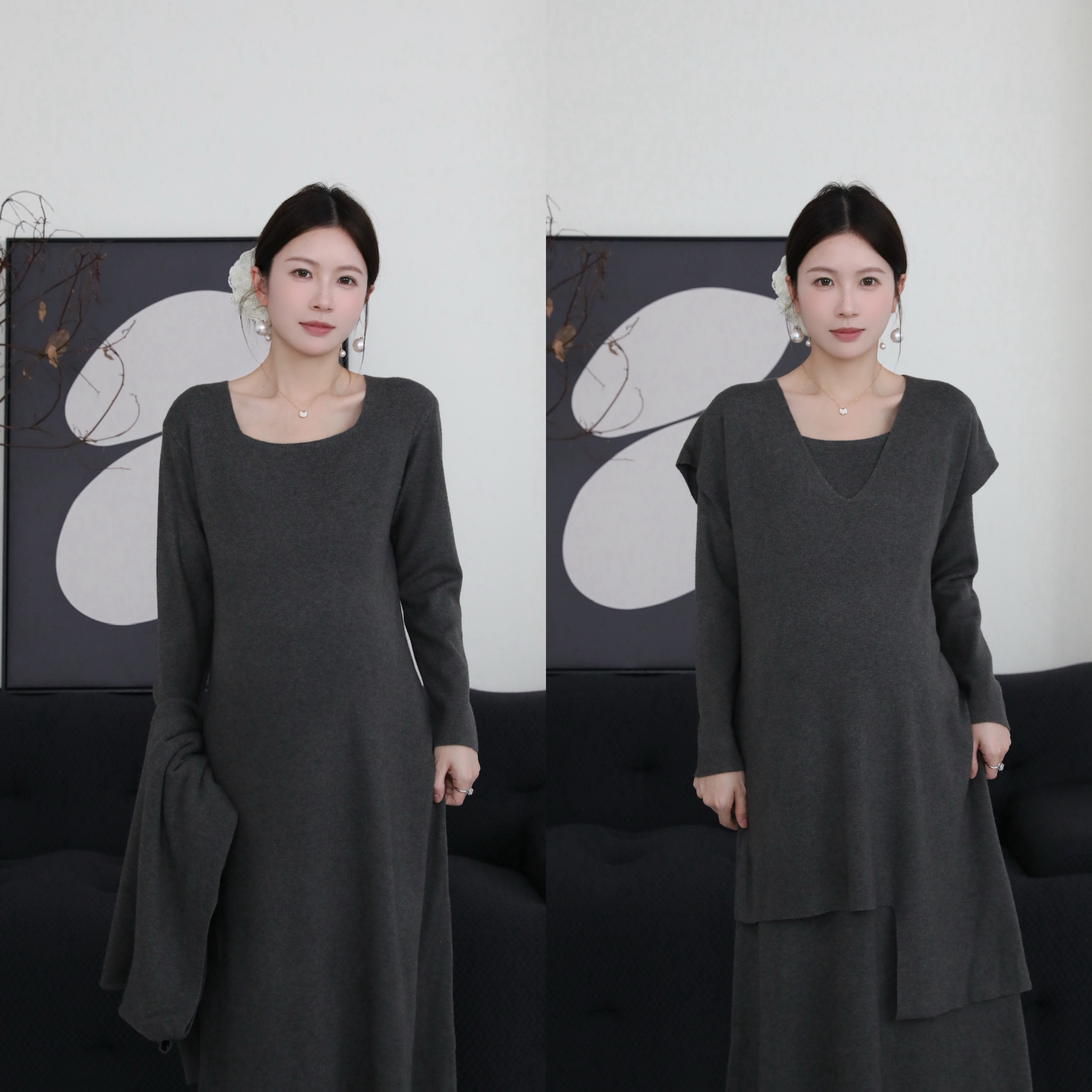 senenmu 【都市主角】秋冬新款显瘦两件套套装宽松孕妇装