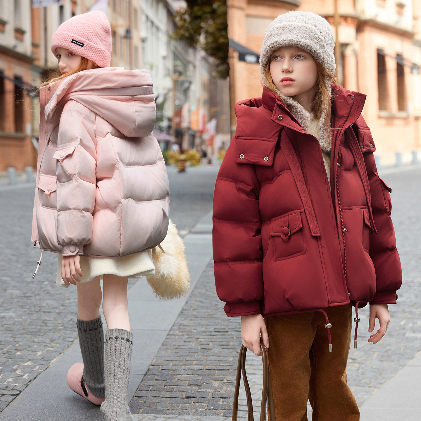 儿童羽绒服女童新款童装小清新休闲风纯色女短款加厚白鸭绒外套冬