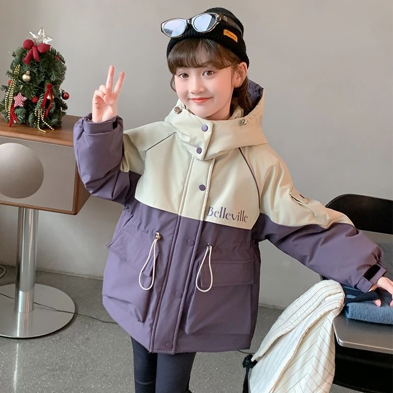 女童外套秋冬装2025新款洋气儿童棉服女孩冬季加厚收腰派克服棉衣