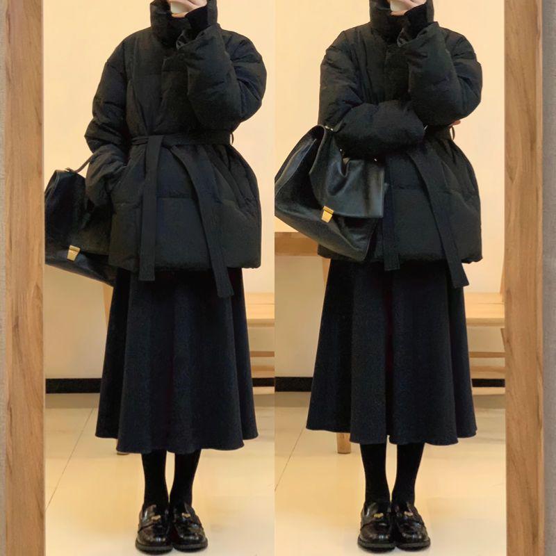 黑色中长款棉服女2025冬季新款韩版休闲时尚洋气小个子高级感外套