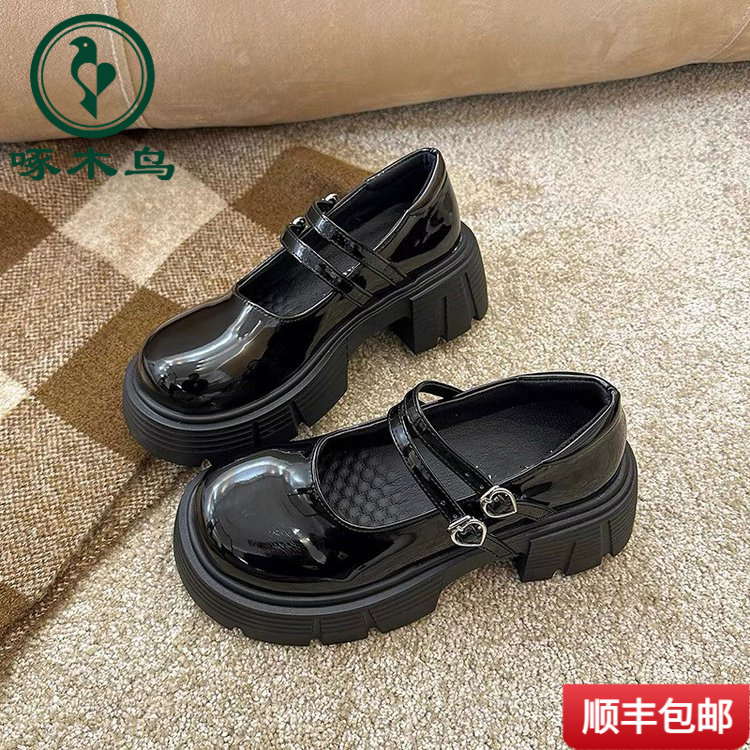 啄木鸟新款护士鞋高跟一双显腿长细增高玛丽珍jk小复古英伦百搭春