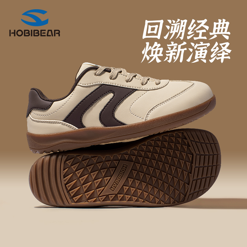 HOBIBEAR男士2025秋季宽头德训赤足鞋宽楦时尚百搭健身开车休闲鞋
