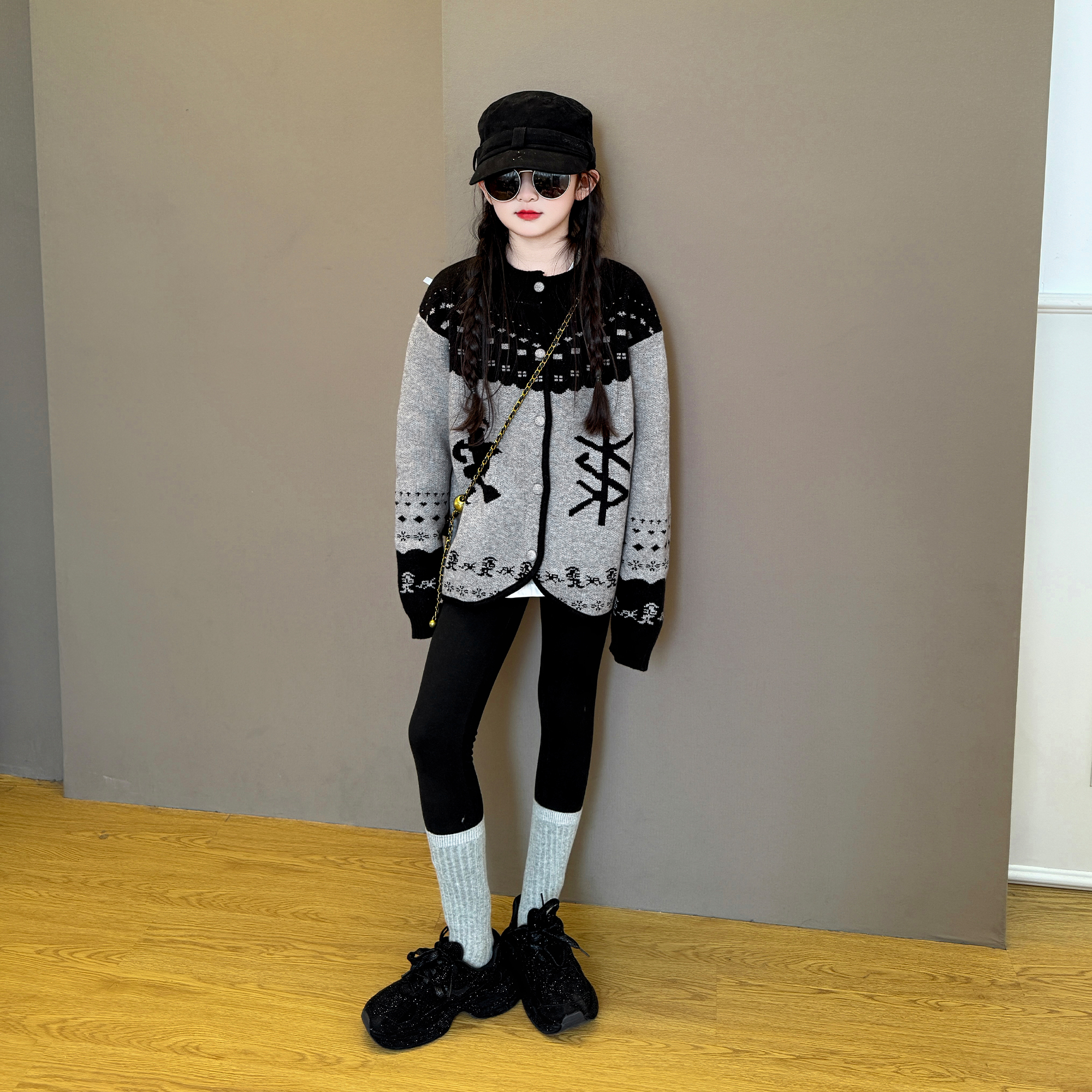 女童甜酷针织上衣春秋款2025新款中大童韩版休闲服韩系毛衣外套潮