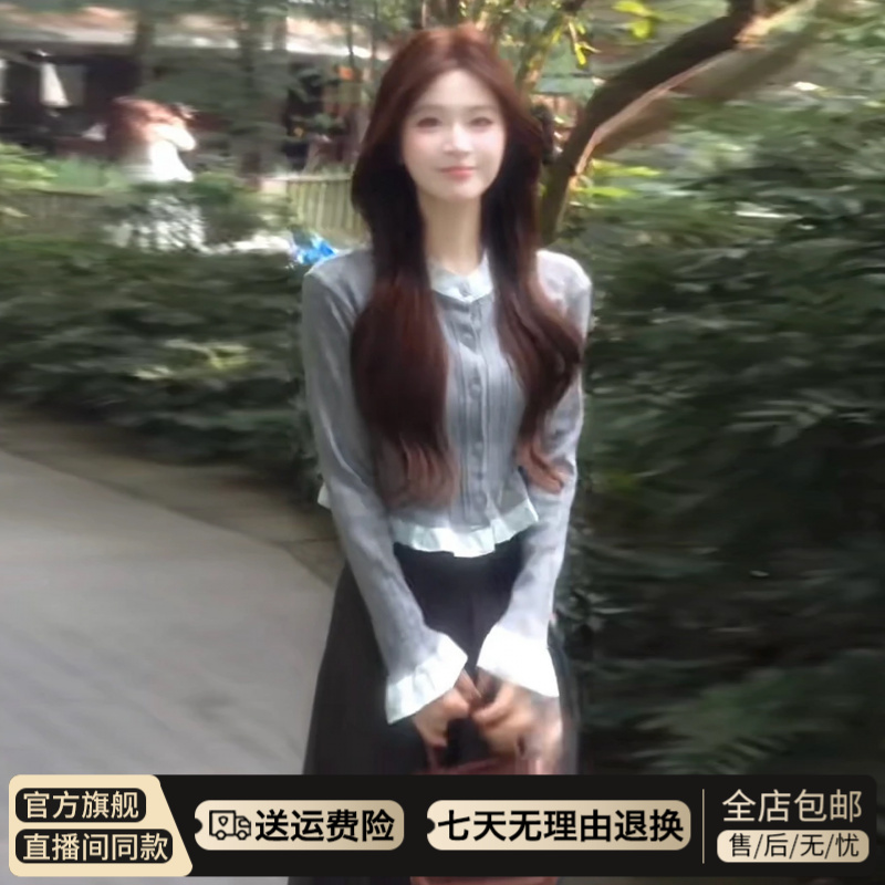 学院风灰色针织开衫连衣裙子女2025新款早秋韩系穿搭一整套装长裙