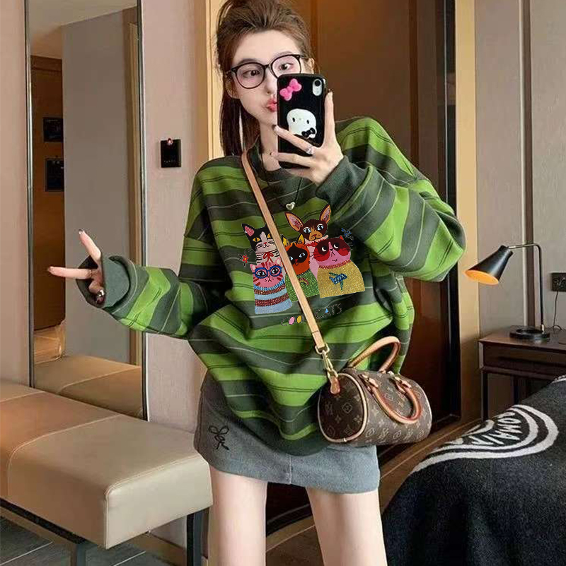 长袖t恤女2025新款春季宽松休闲小个子打底衫上衣