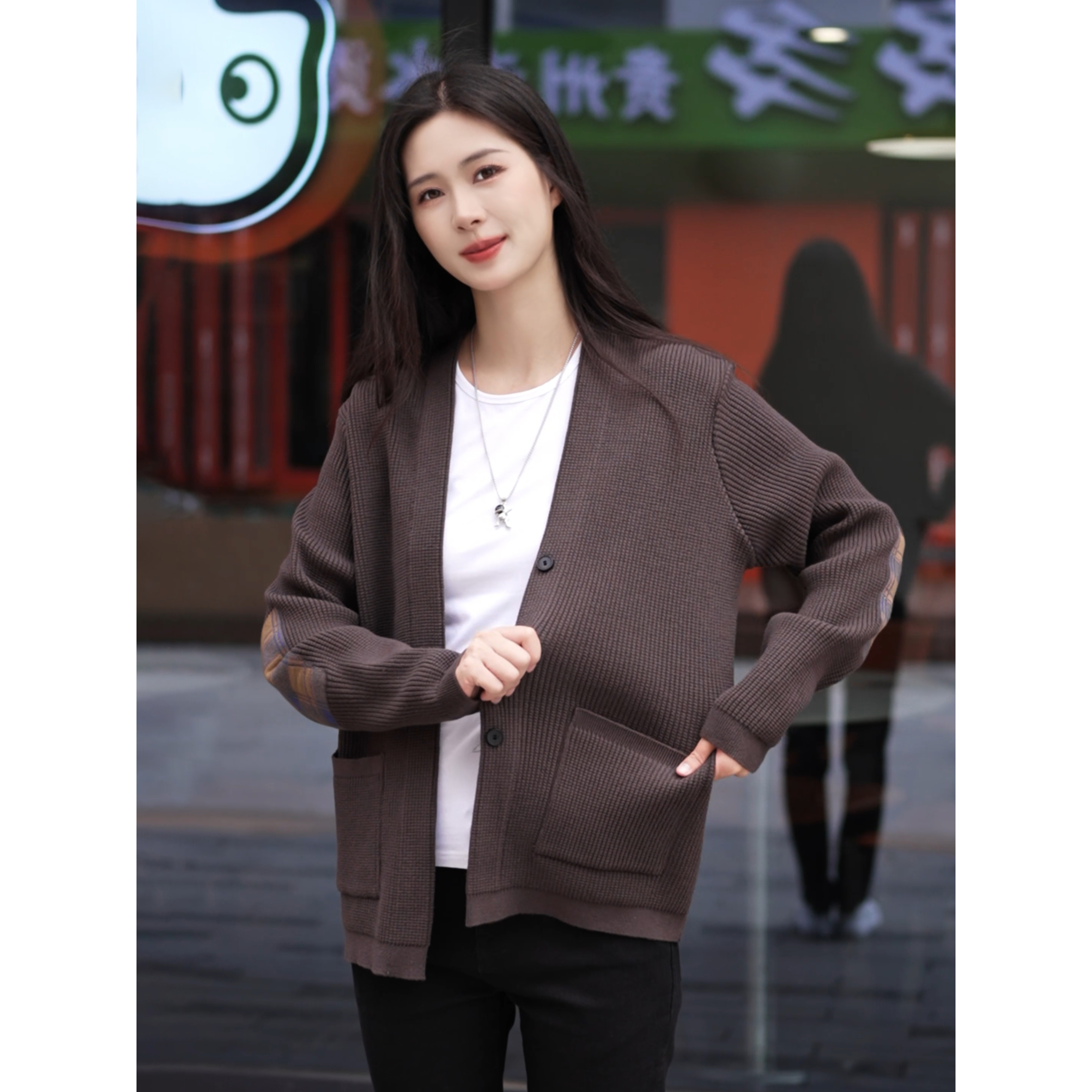 春秋季抗起球简约开衫时尚百搭外穿毛衣男士休闲针织衫外套24810