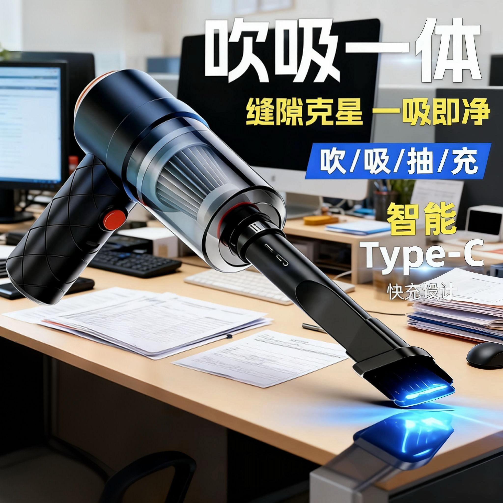 【彩盒包装】家用车载必备无线吸尘器吸吹一体强吸力