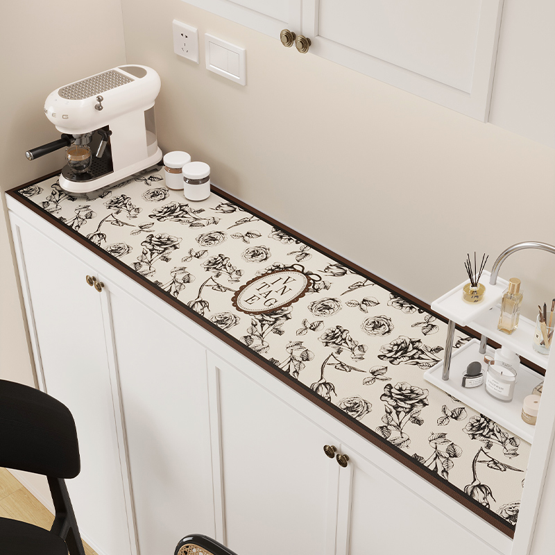 轻奢餐边柜桌垫鞋柜电视柜台面保护垫子餐桌法式高级防脏皮革桌布