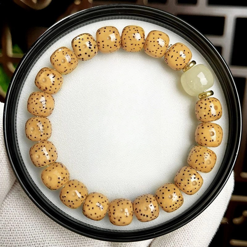 海南星月菩提手串鸡油黄正月绕指柔文玩佛珠念珠单圈男女款盘玩