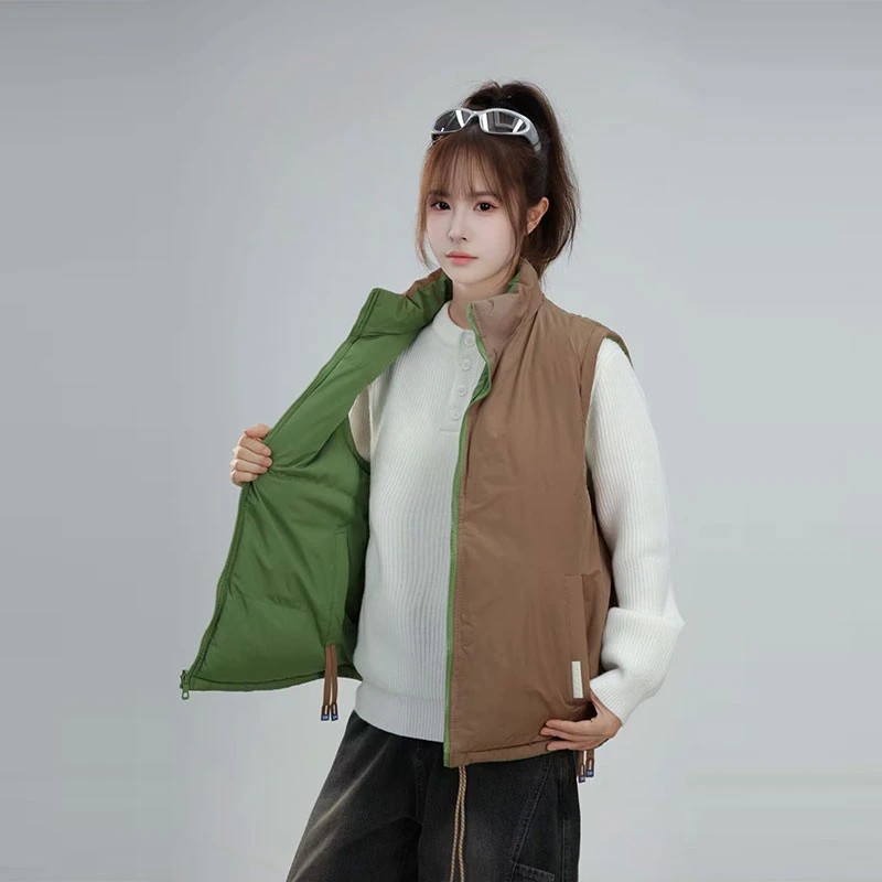 夏夏同款秋冬新款两面穿马甲青年时尚百搭坎肩情侣款宽松马甲外套