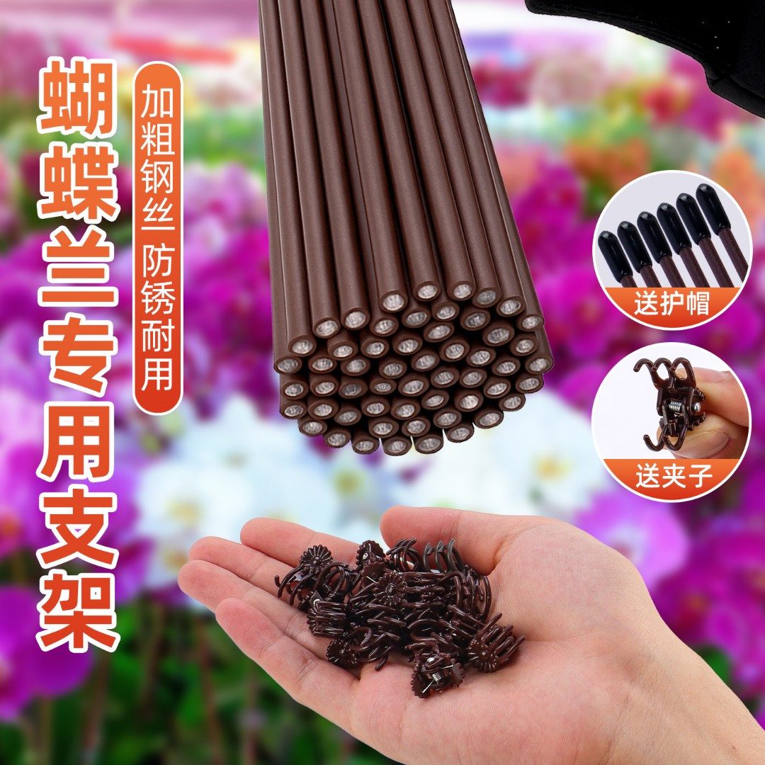 CPAI蝴蝶兰支架爬藤蔓藤花卉固定专用支撑杆花架花卉夹花定型夹子