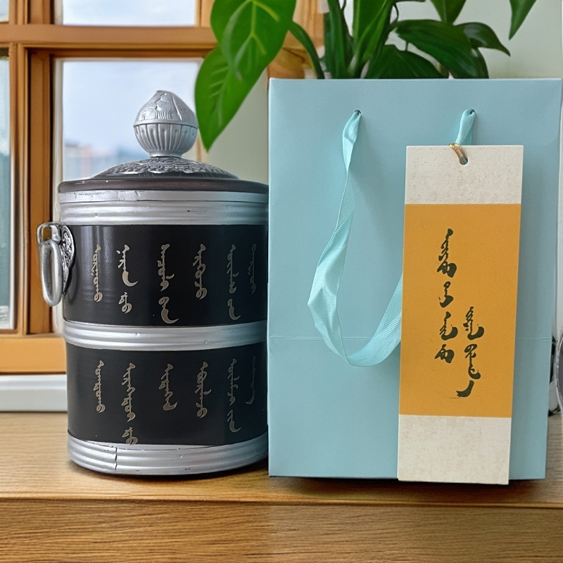 蒙古元素八吉祥高端礼品收纳罐带包装带礼盒糖果罐装饰家居摆件