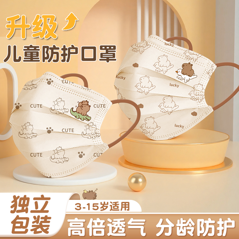 儿童专用国标口罩3-15岁上学专用防护口罩防飞沫防尘独立包装口罩