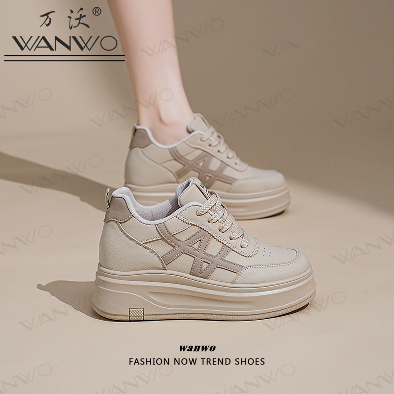 8cm内增高小白鞋女秋季百搭老爹鞋2025新款松糕厚底板鞋厚底女鞋