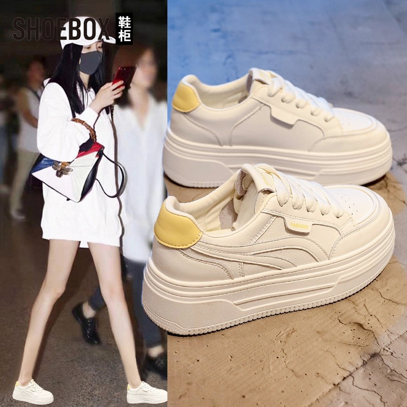 SHOEBOX鞋柜小白鞋女2025秋季新款百搭厚底休闲板鞋防水运动鞋