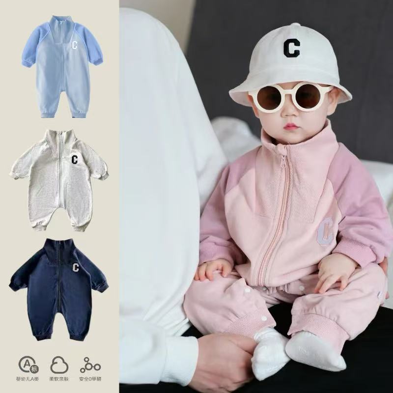 婴儿连体衣超萌宝宝秋装衣服韩版春秋款婴幼儿卫衣爬服拉链外出服