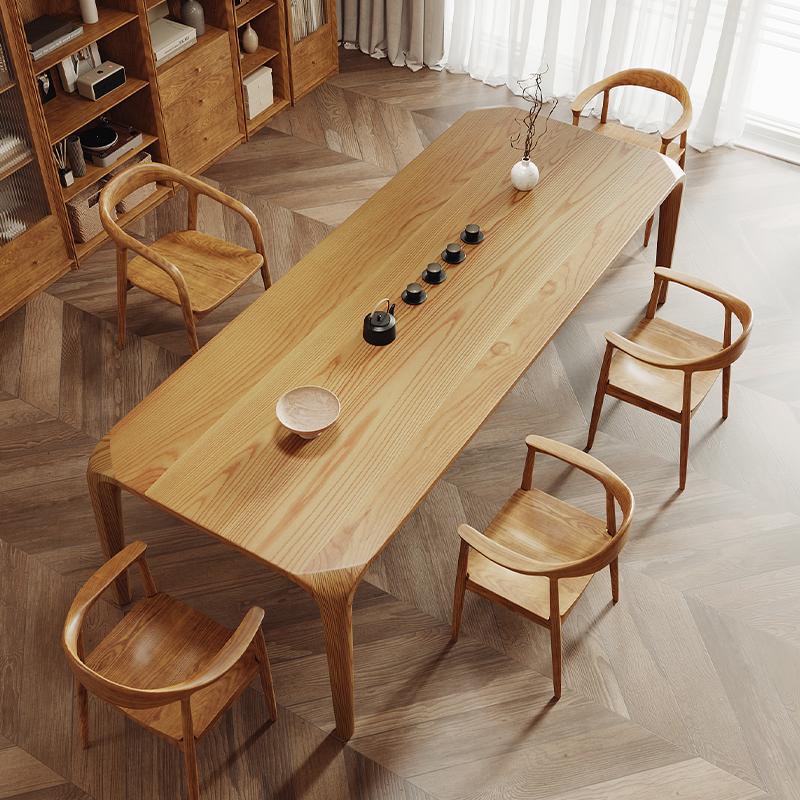 白蜡木榫卯全实木茶桌椅组合简约现代客厅家用茶台办公阳台茶几