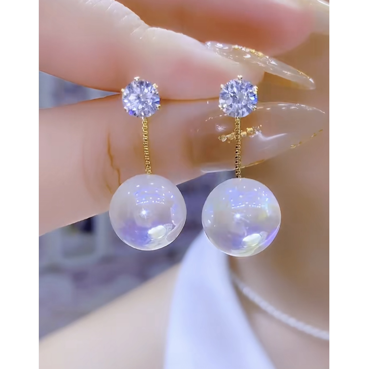 铜合金耳饰 新款轻奢【一克拉恋人】精致时尚洋气百搭耳环0385