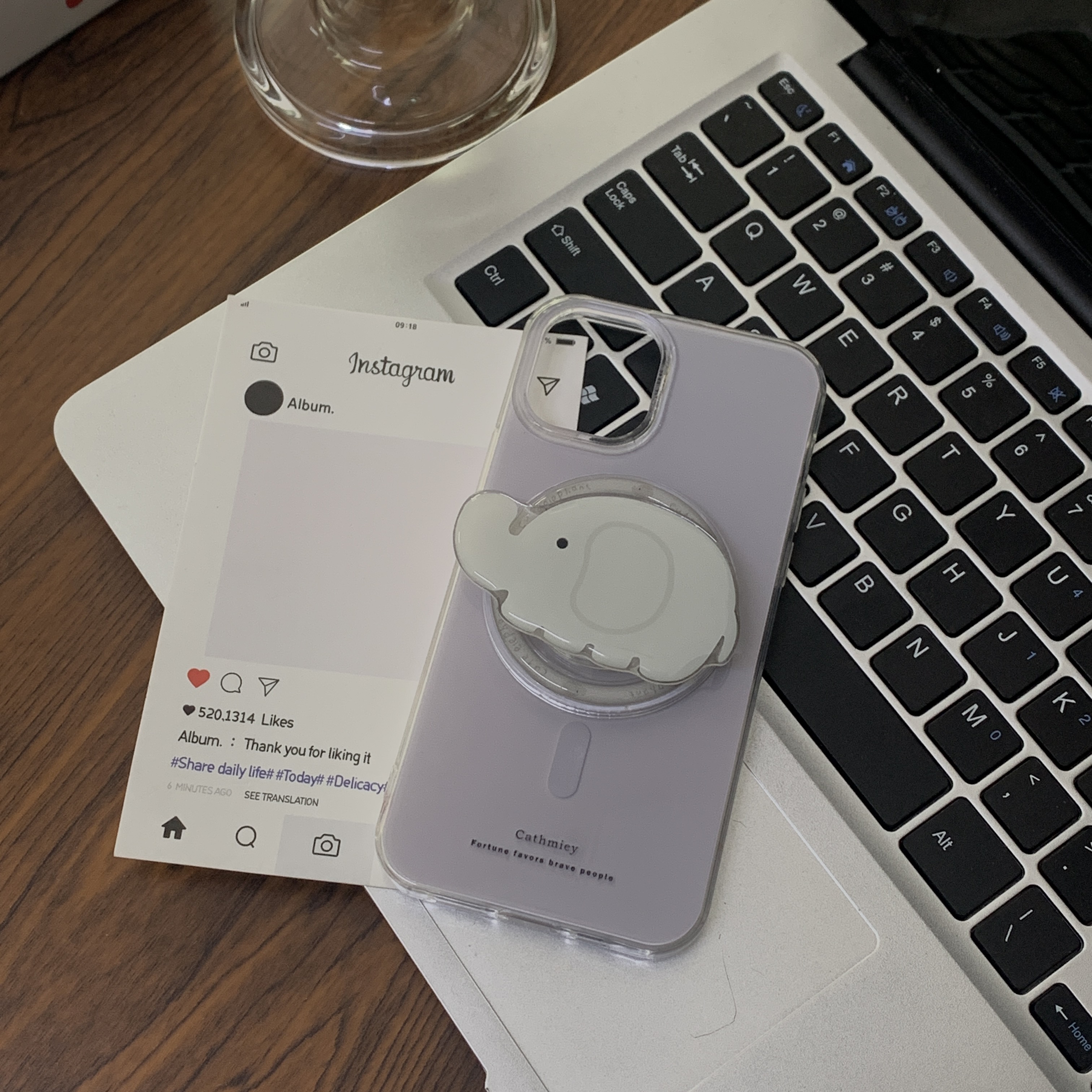 可爱小象烟灰紫适用苹果16pro/15华为/小米/oppo/磁吸支架手机壳