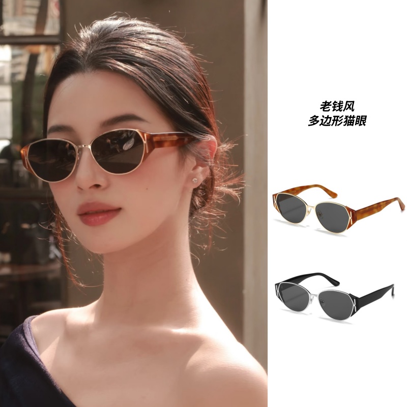 新款老钱风多边形板材猫眼墨镜防紫外线太阳镜MU2129