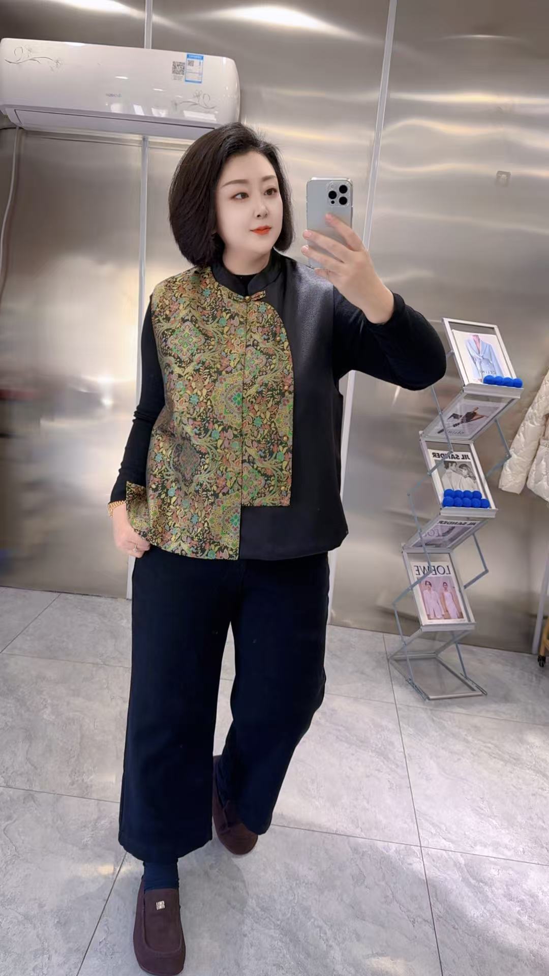 【聪姐推荐】7993新中式国风撞色提花夹棉马甲（衣长68，胸围128）