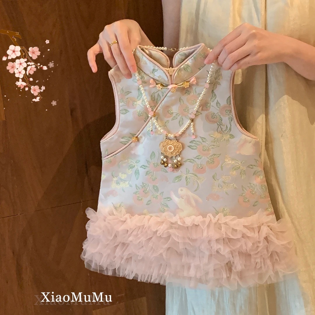 女童旗袍公主裙春秋2025新款周岁生日礼服小童女宝宝汉服洋气裙子