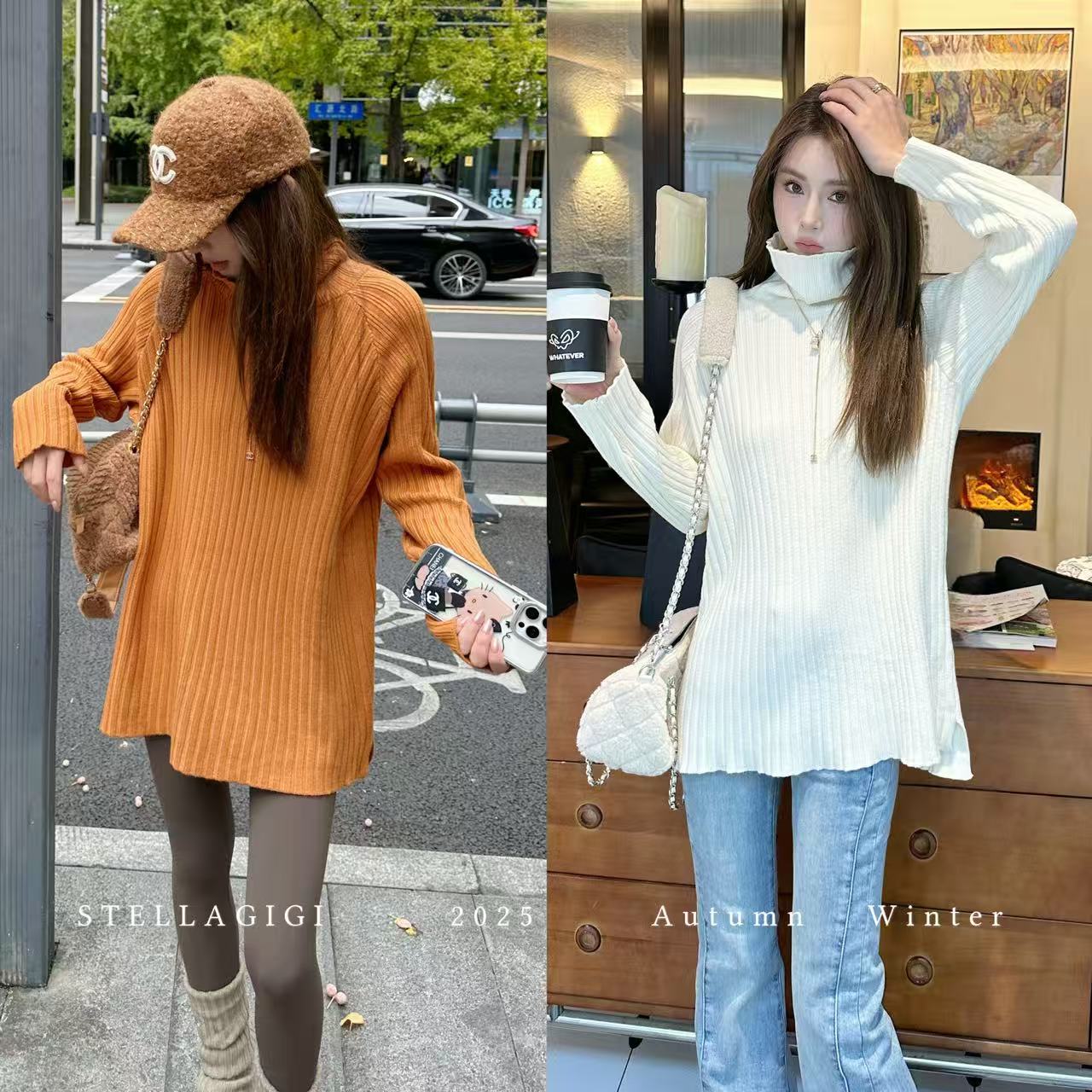 SG / 杨依姗 AW柔软亲肤 竖坑条高领毛衣MY-20252321