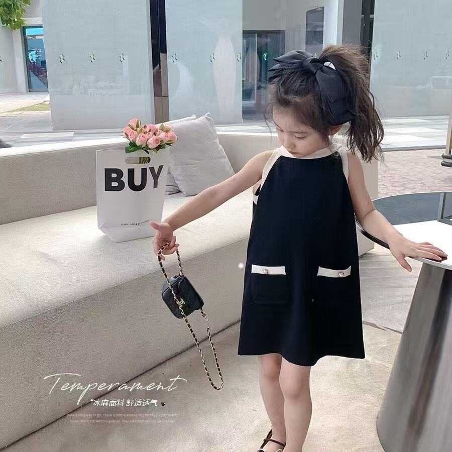 女童背心连衣裙2025新款儿童针织吊带裙宝宝夏装冰麻裙子A字裙