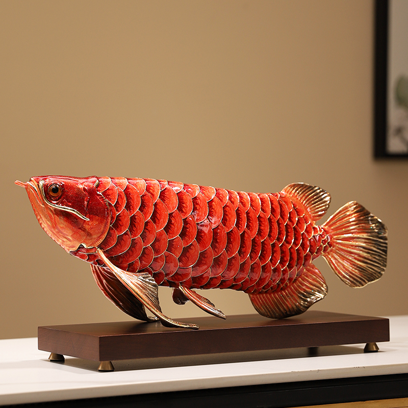 新中式珐琅彩招财金龙鱼摆件送老板领导办公室桌面装饰品开业礼物