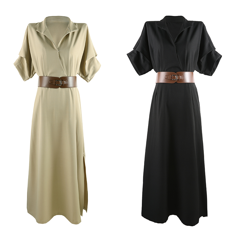 「大哈」2025老饯风立领连衣裙女夏季高级感气质长裙SHBZW651707